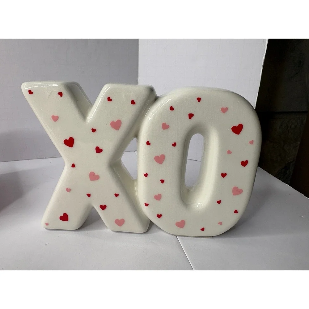Valentine's Day Decor Bundle Pink Cherub Bow Candle Holder XO Sign Book Stack‎
